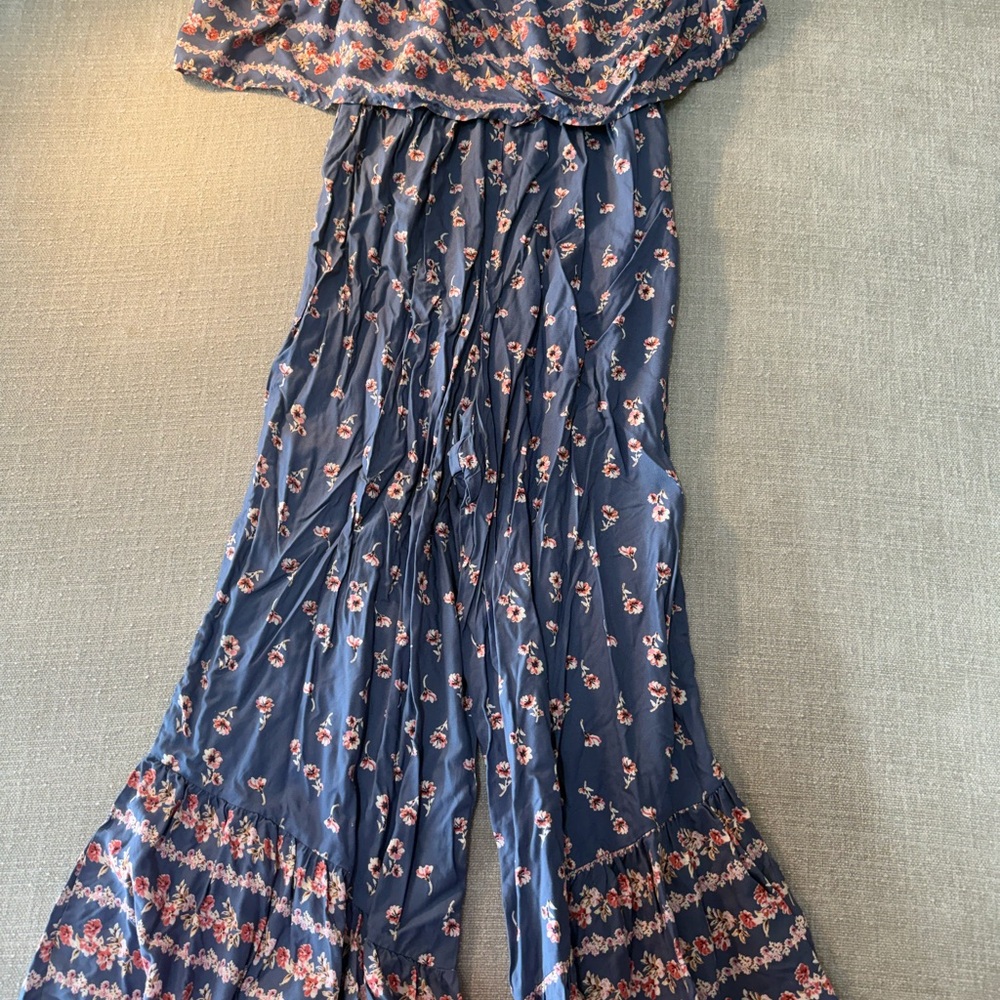 Japna Navy Floral Wide-Leg Jumpsuit - Picture 4 of 4